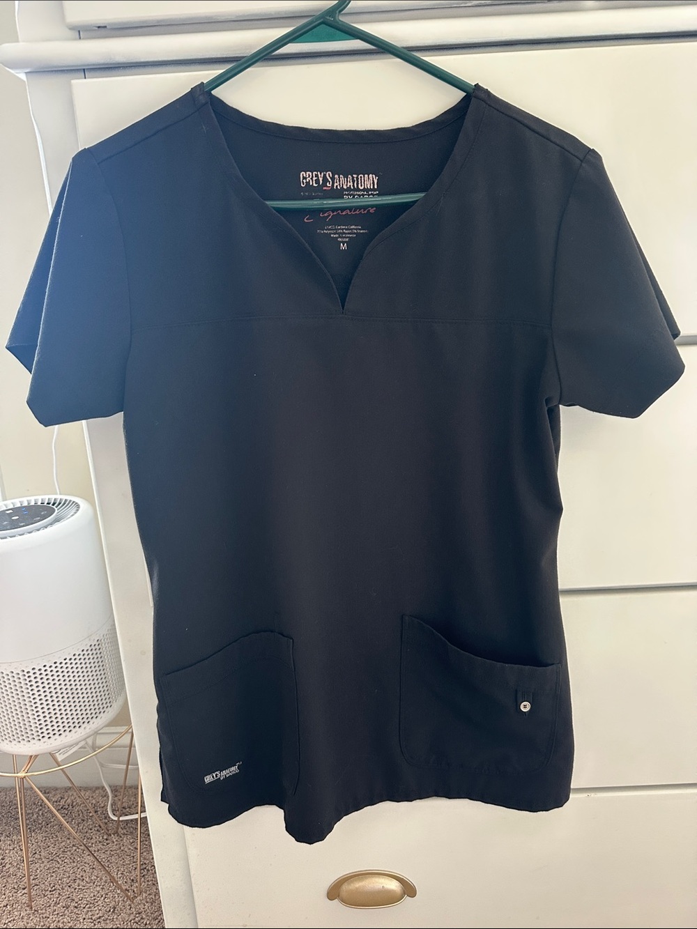 Grey's Anatomy Black V-Notch Scrub Top with Front Pockets
